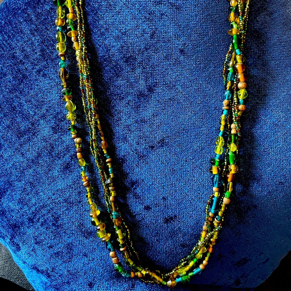 Multi-strand beaded necklace